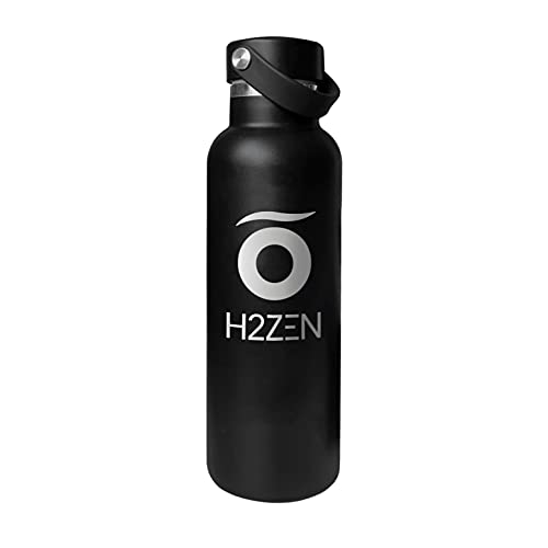 H2ZEN Botella Agua Acero Inoxidable sin BPA con Recubrimiento Interno Ceramico 600 ml Doble Capa con Vacio. Sin Sabor Metalico. (Negro)