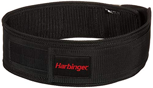 Harbinger 4 Inch Nylon Belt, Hombre, Negro-Negro/Negro, Medium