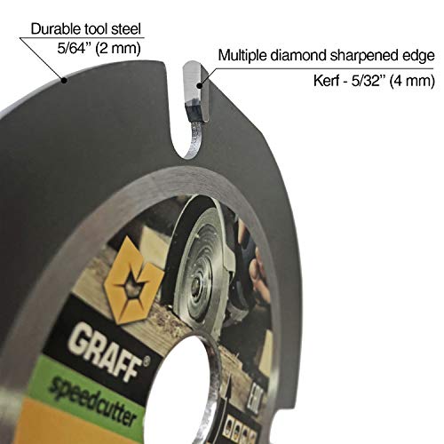 Hardmetal GRAFF® Speedcutter Disco de Corte Amoladora Madera 115mm / 125mm, TCT Hoja de Sierra Circular para Madera 3 Dientes (115 mm)