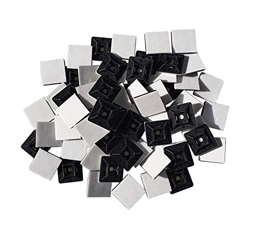 HeiKab - Base adhesiva para bridas (100 unidades, 19 x 19 mm, resistente a los rayos UV), color negro
