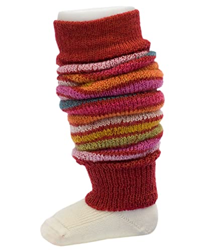 Hirsch Natur, Calentadores de piernas para niños, gruesos, 100% lana (kbT) Rojo De Rayas Talla única