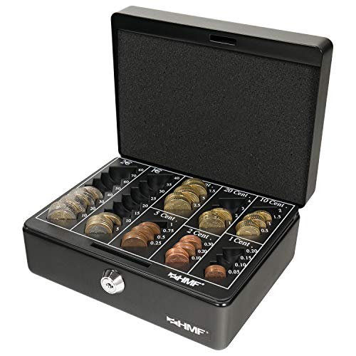 HMF 308-02 Caja de caudales, para monedas 20 x 16 x 9 cm, negro