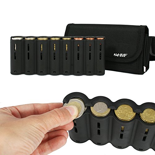 HMF 48810-02 Bolso de camarero, monedero de camarero, incl. cambiador de monedas para euros y cinturón de transporte de 20,5 cm x 6,5 cm x 10 cm en color negro