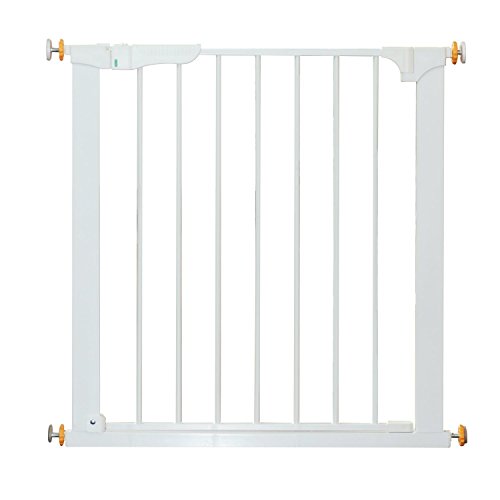 HOMCOM Puerta de Metal Blanca de Escalera o Pasillo para Mascotas Tipo Barrera de Seguridad 74-95cm