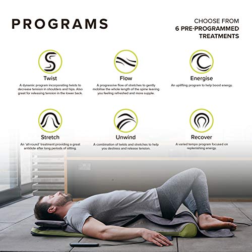 HoMedics Stretch Plus Colchoneta de Estiramiento Inspirada en Yoga – Esterilla Masajeadora con 7 Cámaras de Aire Regulables, 6 Programas para Estirar la Espalda, 3 Intensidades, Plegable y Portátil