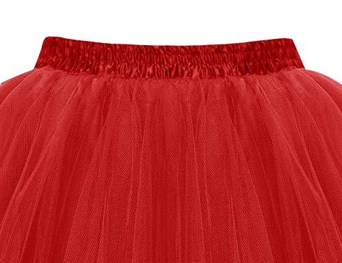 Homrain Mujer Faldas Tul Enaguas Tutu Enagua Underskirt para Rockabilly Vestidos Red XL