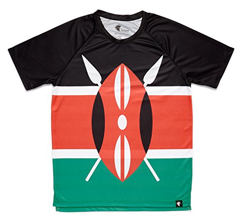 HOOPOE Camiseta Atletismo Kenia Hombre, Manga Corta, Running, Gimnasio #Maasai Talla L