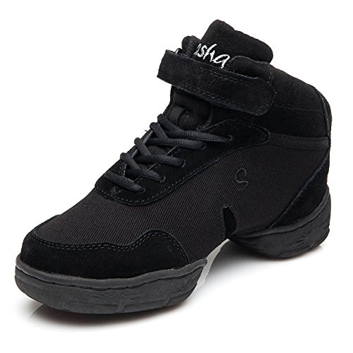 HROYL Mujer Zapatos de Jazz Zapatos de Baile Moderno Zapatos Deportivos Zapatillas de Baile Dance Sneakers B53A Negro 38 EU