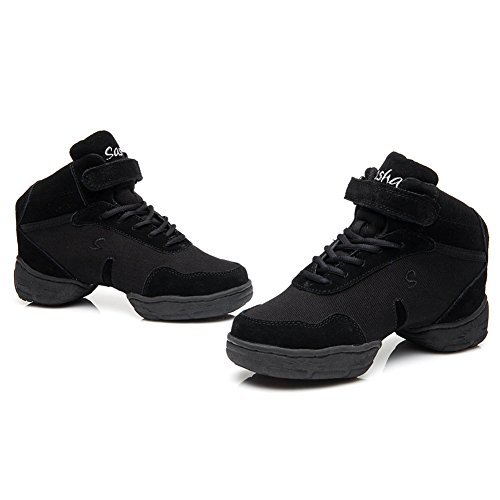 HROYL Mujer Zapatos de Jazz Zapatos de Baile Moderno Zapatos Deportivos Zapatillas de Baile Dance Sneakers B53A Negro 38 EU