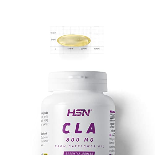 HSN CLA 120 Perlas | 2400 MG Real de Ácido Linoleico Conjugado por Dosis Diaria | Estandarizado 80% Aceite de Semilla de Cártamo | No-GMO, Sin Gluten ni Lactosa