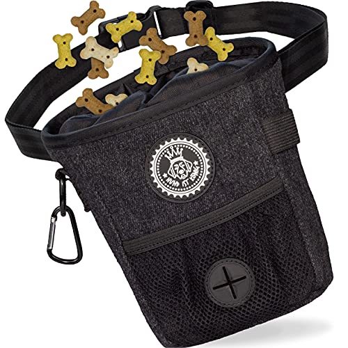 HUND IST KÖNIG® Bolsa de golosinas para entrenamiento de perros, robusta, compacta y funcional, bolsa de alimentación para entrenamiento de perros, con dispensador de bolsas de excrementos