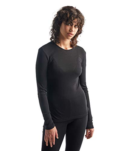 Icebreaker Wmns 175 Everyday LS Crewe Camiseta Térmica para Mujer, Black, S