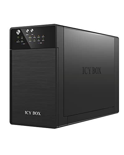 Icy Box Caja Externa de 2 bahías (Raid 0/1, Single, JBOD) para 2 Discos Duros SATA i, II, III de 3,5", conexión USB 3.0 (UASP) y eSATA, Ventilador Inteligente