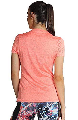 icyzone Camiseta de Fitness de Manga Corta para Mujer (L, Naranja)