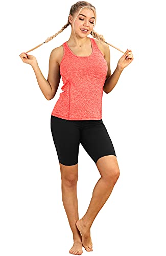icyzone Camiseta de Tirantes Fitness Deportiva Mujer (L, Naranja)