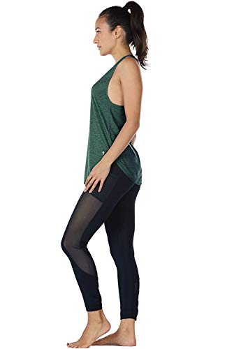 icyzone Camiseta sin Mangas de Fitness para Mujer Racerback Chaleco Deportivo, Pack de 2 (XL, Carboncillo/Ejercito Verde)