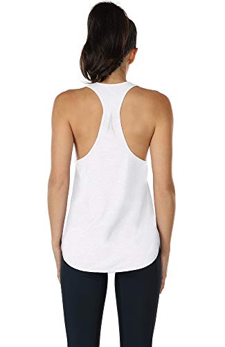 icyzone Camiseta sin Mangas de Fitness para Mujer Racerback Chaleco Deportivo (XS, Blanco)
