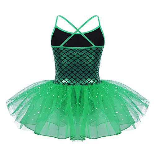 IEFIEL Vestido Danza Ballet para Maillot Tutu Princesa de Patinaje Artistico Vestido Sirena Sin Manga de Gimnasia Ritmica Dancewear Verde 10 años