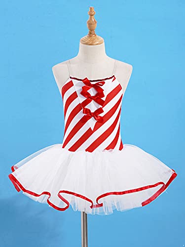 IEFIEL Vestido de Danza Ballet para Niña Maillot Lentejuelas Tutú de Patinaje Artistico Vestido Sin Manga de Danza Clásica Disfraz Bailarina Niña T Rojo 9-10 años