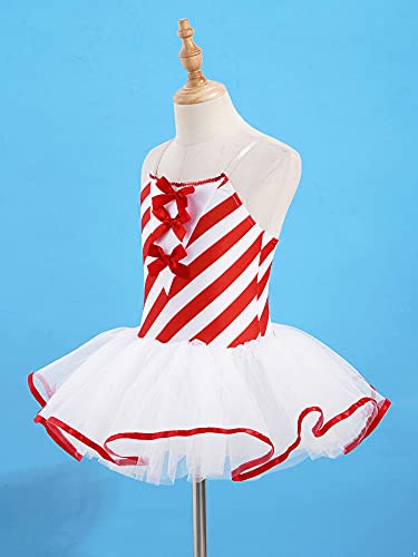 IEFIEL Vestido de Danza Ballet para Niña Maillot Lentejuelas Tutú de Patinaje Artistico Vestido Sin Manga de Danza Clásica Disfraz Bailarina Niña T Rojo 9-10 años