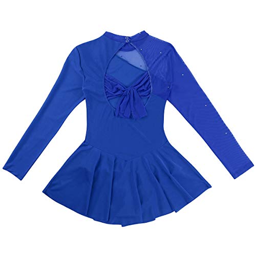 IEFIEL Vestido Patinaje sobre Hielo para Mujer Maillot de Danza Ballet Manga Larga Maillot con Falda Maillot de Gimnasia Ritmica Adulto S-XL Azul XL