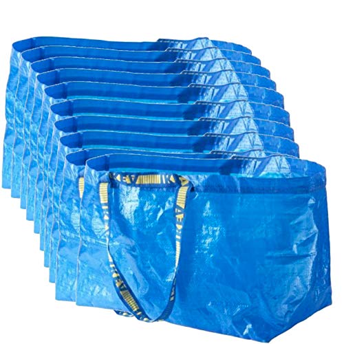 Ikea - 10 x Frakta blue and instructions for sewing bags - Ideal for outdoor events use and storage (- maximum load of 25 kg)