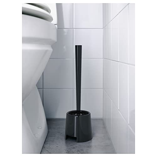 Ikea BOLMEN - Escobilla de baño y soporte (3 unidades), color negro, plástico, negro, 3 unidades