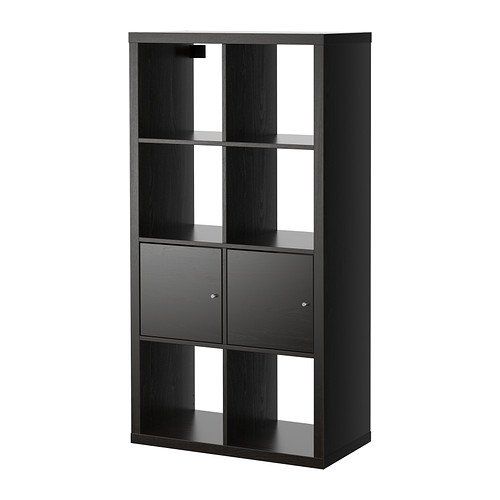 IKEA Kallax - Estantería con puertas, negro-marrón - 77x147 cm