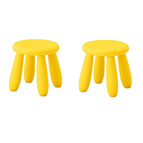 IKEA Mammut - Taburete infantil para interiores y exteriores, color amarillo (paquete de 2)
