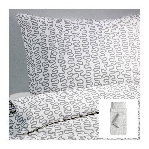 Ikea - Ropa de cama fija krakris 155x220 blanco / gris