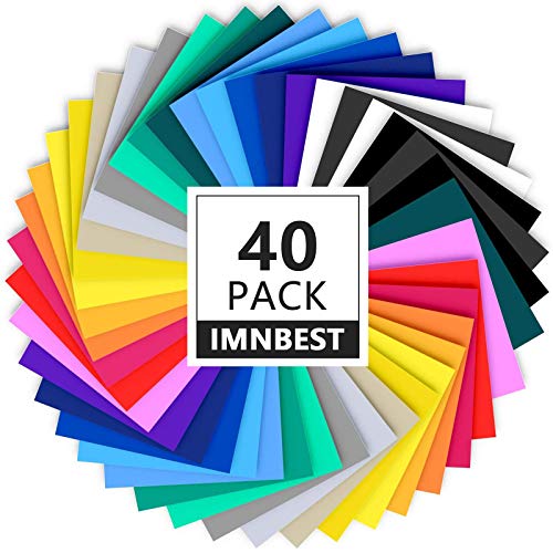 ImnBest-40 Láminas de vinilo, con respaldo adhesivo permanente, 30 láminas de vinilo 12" x 8",surtidos para máquinas de corte(20 colores)