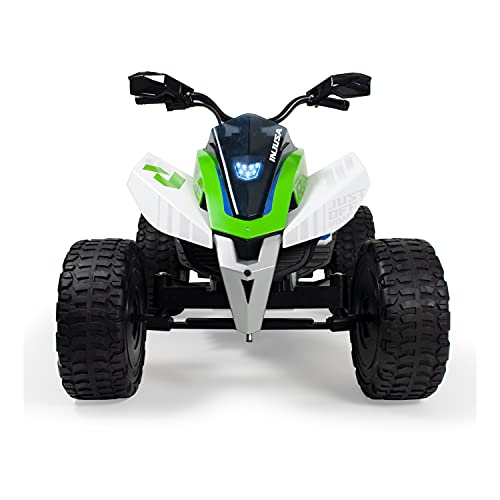 INJUSA – Quad Rage 24V Recomendado para Niños +6 Años con 2 Velocidades, Suspensiones y Luces Delanteras y Traseras, Color Verde