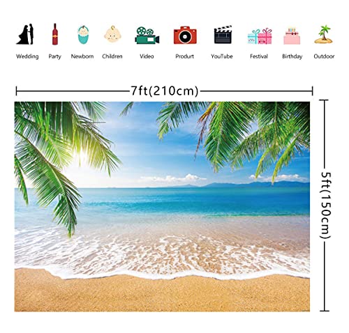 INRUI Fondo de fotografía tropical playa verano palmeras telón de fondo azul mar cielo sol Luau temático telón de fondo