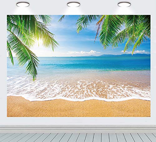 INRUI Fondo de fotografía tropical playa verano palmeras telón de fondo azul mar cielo sol Luau temático telón de fondo
