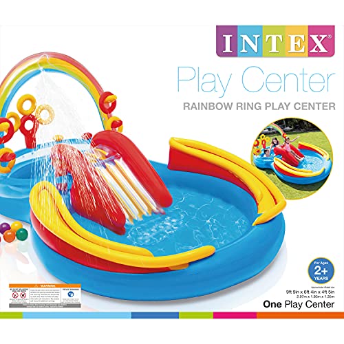 Intex 57453NP - Centro juegos hinchable arcoiris 297 x 193 x 135 cm, 206 y 175 litros