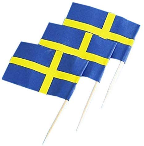 Inzopo - 50 Palillos de Papel para Palillos de Dientes, diseño de Bandera de Suecia