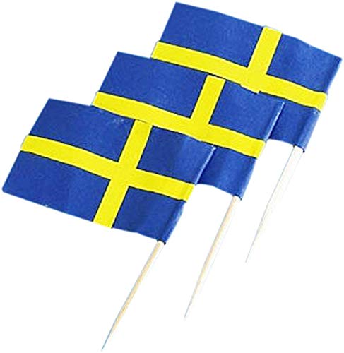 Inzopo - 50 Palillos de Papel para Palillos de Dientes, diseño de Bandera de Suecia