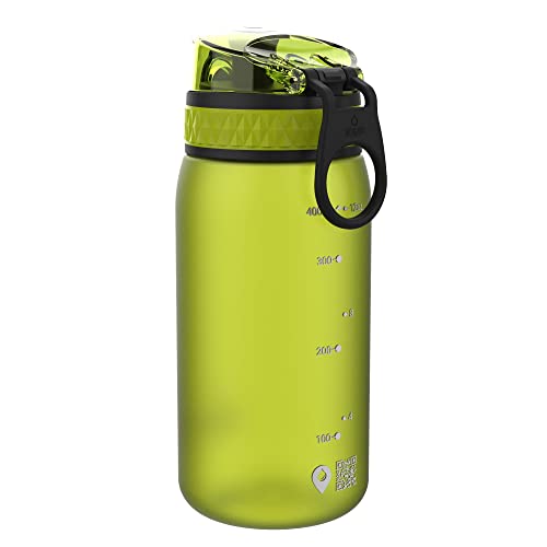 ion8 Leak Proof BPA Free, Botella de agua, sin BPS, a pueba de fugas, Verde (Frosted Green), 400 ml