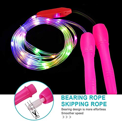 iPobie 2 Paquetes Cuerda de Saltar con LED, LED Ejercicio de Cuerda de Saltar, Cuerda de Saltar Brillante para niños, espectáculo de Luces, Fitness