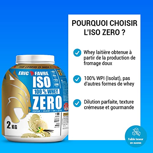 ISO WHEY ZERO 100% Pure Protein - Pure Whey Protein Isolate es sabroso y sirve para ganar masa muscular - Rápidamente asimilable - 2 kg - Laboratoire Français Eric Favre (frambuesa)