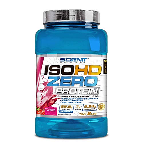 ISOHD Zero Protein | 100% whey protein isolate, proteinas whey para el desarrollo muscular | Proteinas para masa muscular con aminoácidos | proteinas whey isolate | 908 g (Fresa con nata)