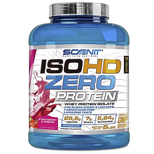 ISOHD Zero Protein | 100% whey protein isolate, proteinas whey para el desarrollo muscular | Proteinas para masa muscular con aminoácidos | proteinas whey isolate | 2,27 kg (Fresa con nata)