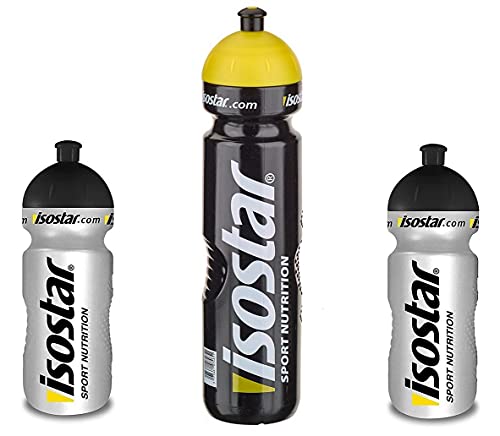 Isostar Sport Water Bottle 500-650 ml + 1000 ml - BPA-Free - Botella de Agua para Correr, Montar en Bicicleta, Gimnasio, Senderismo - Cierre Push & Pull práctico y estanco