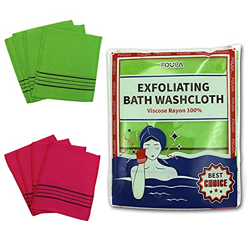 Italy Towel 8 Pcs Asian Exfoliating Bath Washcloth - Red & Green