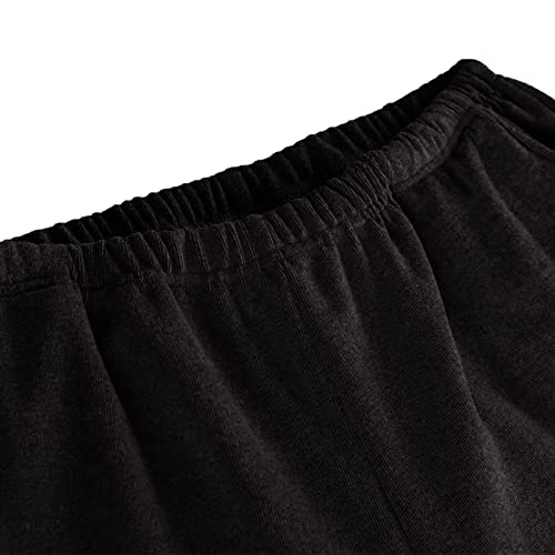Jamron Hombre Invierno Reversible Fluffy Pantalones Térmicos Elástico Casuale Pantalones Deportivos Talla Grande Negro SA5AP01 4XL
