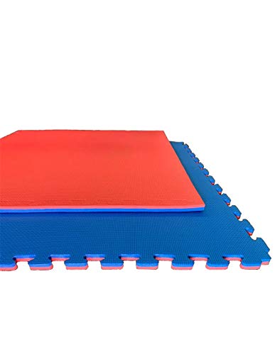 Jardin202 - Tatami Puzzle 1000x1000 | Esterilla Reversible Antideslizante | Suelo para gimnasios, Artes Marciales, Judo | con Bordes | Espesor: 20mm (Rojo y Azul)