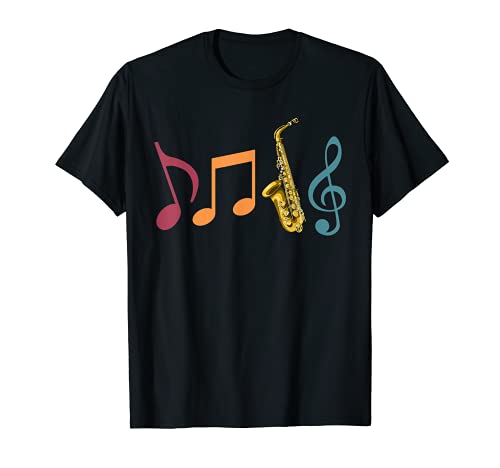 Jazz Saxófono Clave Del Sol Músico Nota Musical Saxofonista Camiseta