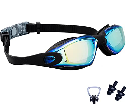 JINPXI Gafas de Natación Antiniebla,Gafas para Nadar Protección UV,Gran Angulo de Visión, Lentes HD Silicona Ajustables para Mujer, Hombre, Adultos y niños 13+