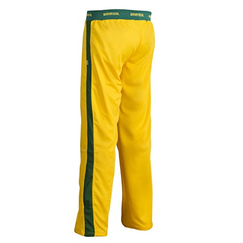 JL Sport Unisex Bandera del Brasil Verde Amarillo Capoeira para Niños Jóvenes De Artes Marciales Elásticos Pantalones De Los Deportes De Los Pantalones - 13-14