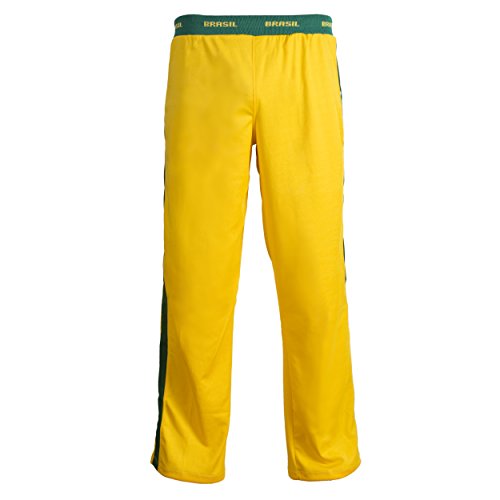 JL Sport Unisex Bandera del Brasil Verde Amarillo Capoeira para Niños Jóvenes De Artes Marciales Elásticos Pantalones De Los Deportes De Los Pantalones - 13-14